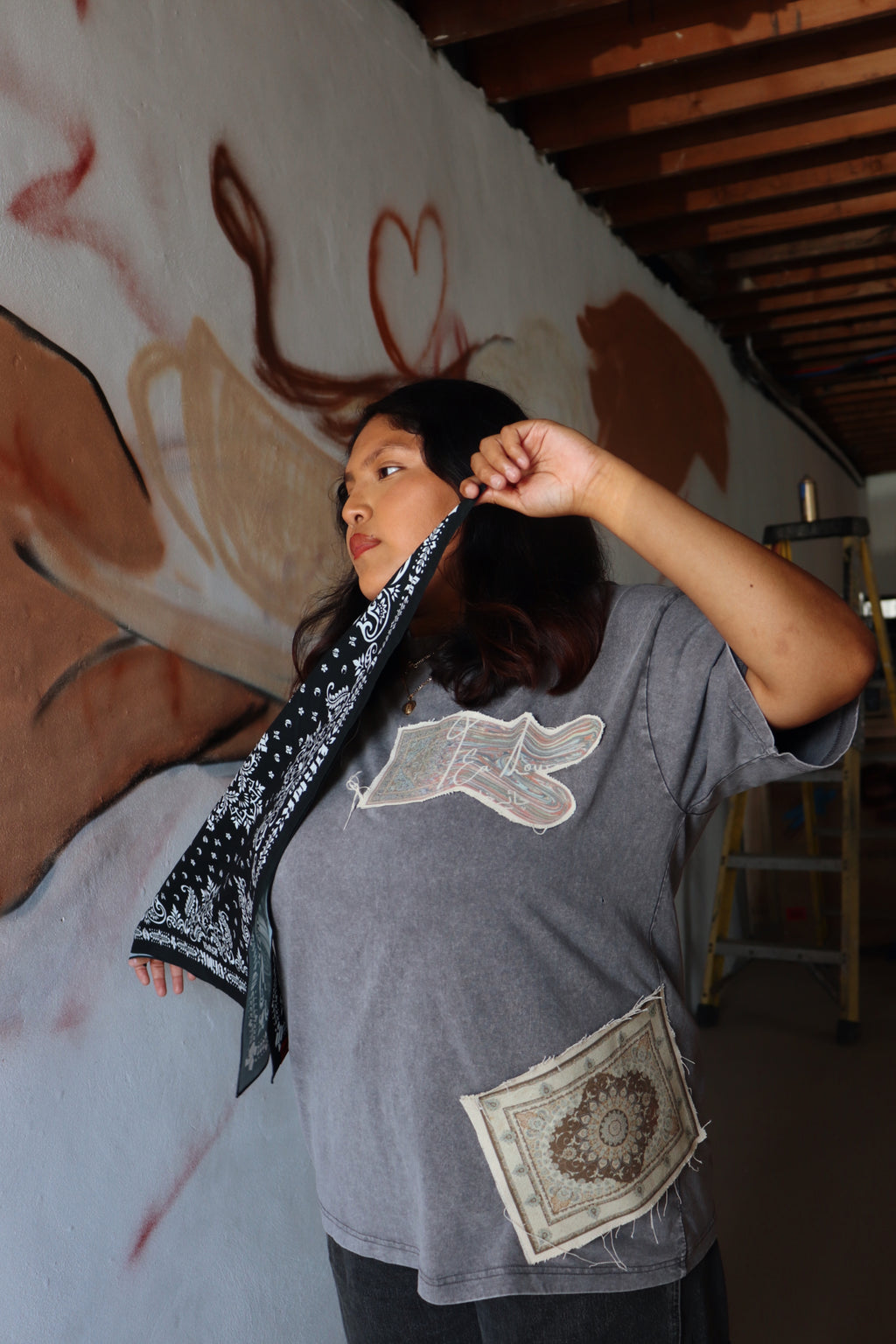 'Threaded Rug' – Oversized Gray Acid-Washed 100% Cotton Tee