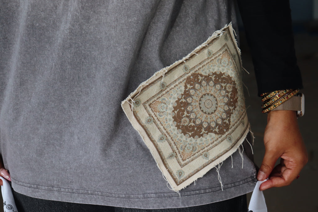 'Threaded Rug' – Oversized Gray Acid-Washed 100% Cotton Tee