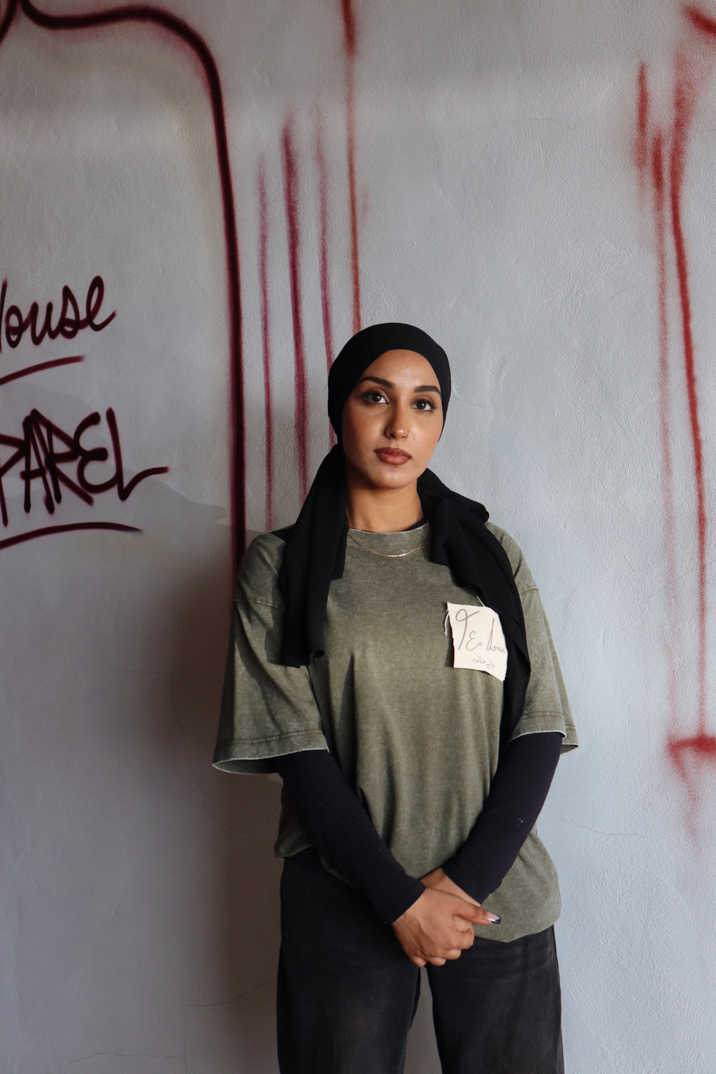 'Chaiwali' – Oversized Army Green Acid-Washed 100% Cotton Tee
