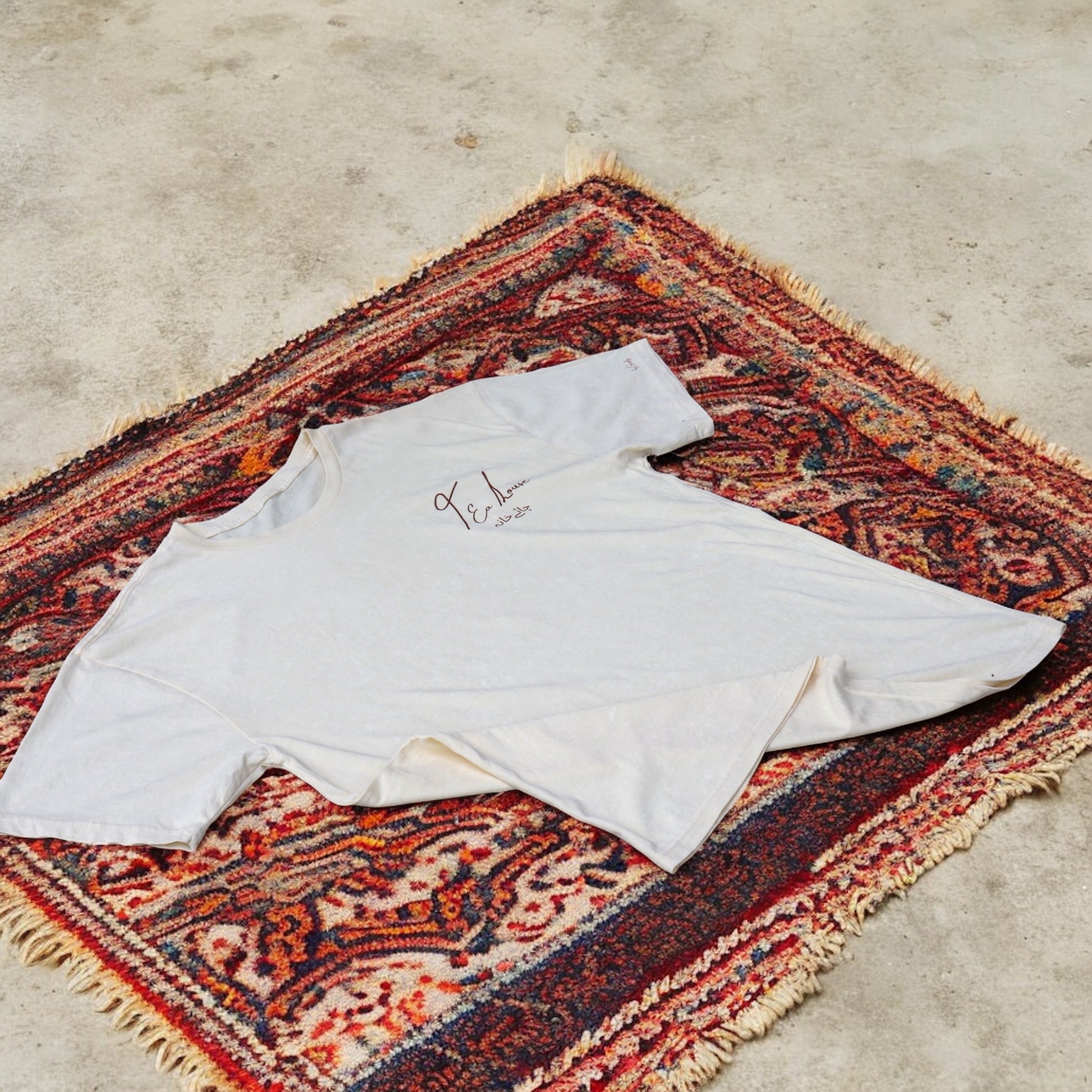 “Where Stories Are Poured” - Oversized Off-White Acid-Washed 100% Cotton Tee