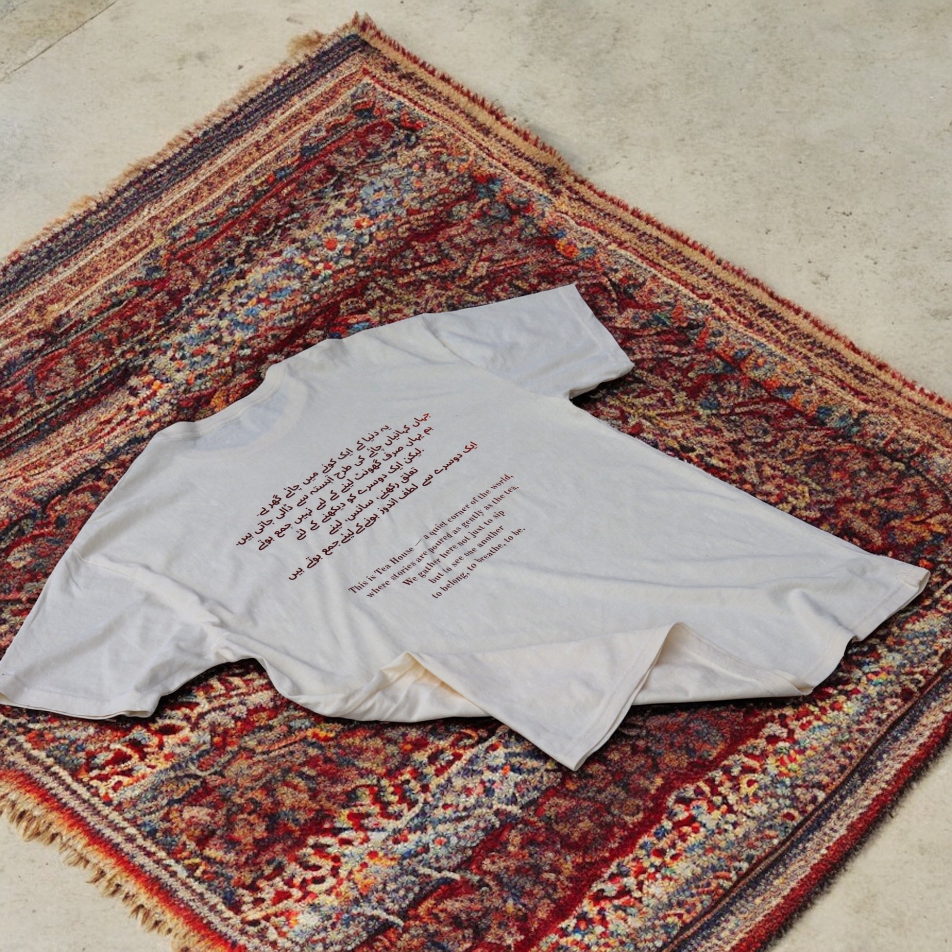 “Where Stories Are Poured” - Oversized Off-White Acid-Washed 100% Cotton Tee